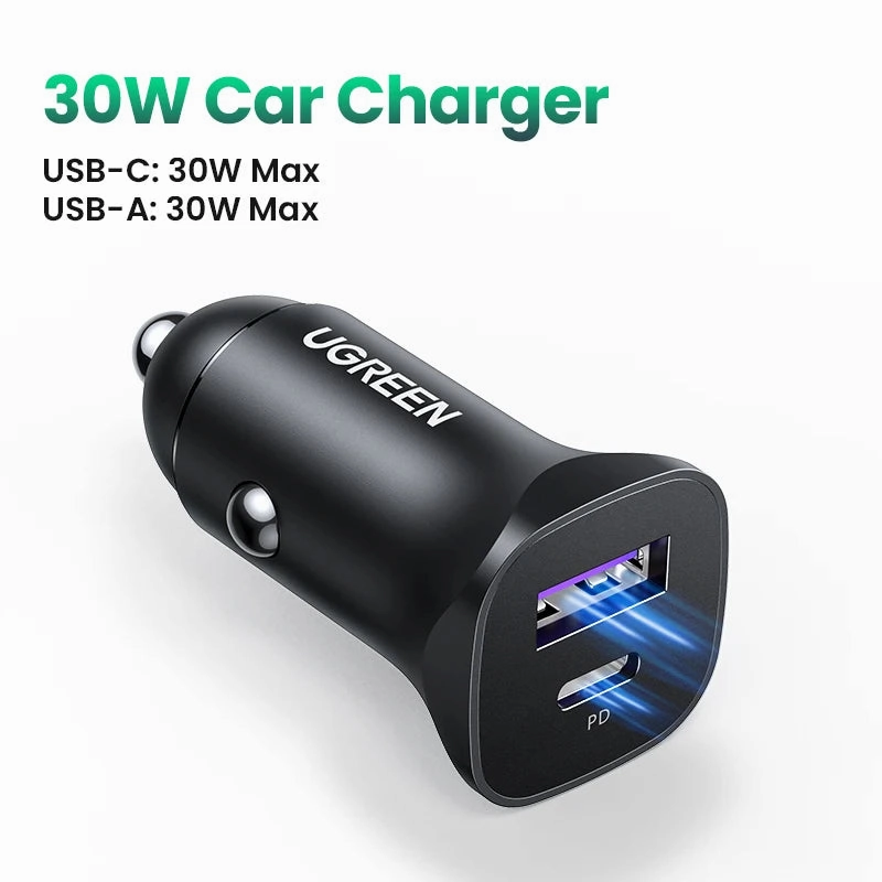 Ugreen 30W Fast Charging Type C Car Charger For Iphone, Samsung Galaxy, Xiaomi Flash Offer Today Daily Deal Frenzy