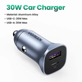 Limited Time Discount Ugreen 30W Fast Charging Type C Car Charger For Iphone, Samsung Galaxy, Xiaomi