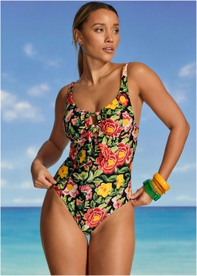 Underwire One-Piece - Havana Garden swimwear with tummy control, elegant swimsuits for women