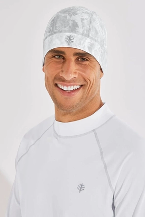 Unisex Aqua Sun Skully Cap | Grey Water Print adjustable swimsuits for women, breathable swimwear for ladies