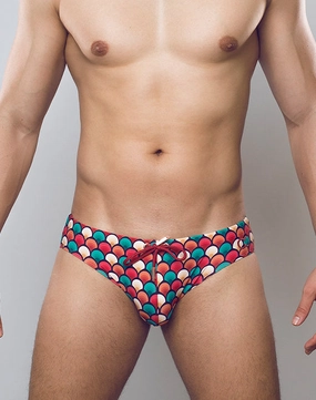 V10 Print Swim Brief - Retro Red mens swim briefs, simple swimwear for men