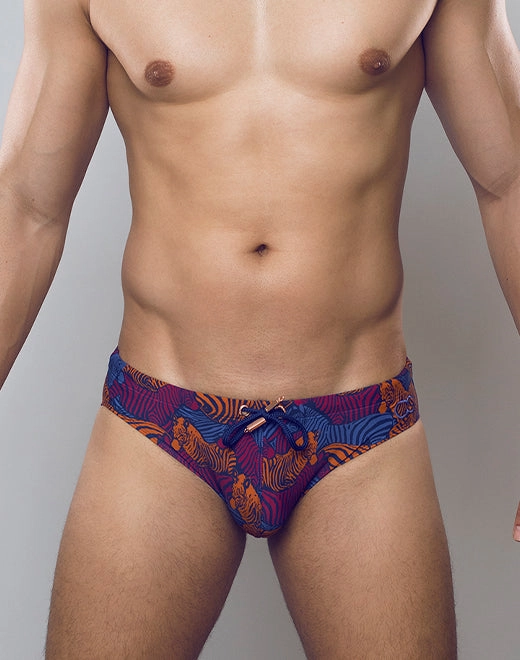 V10 Print Swim Brief - Stallion Navy mens swim briefs, simple swimwear for men