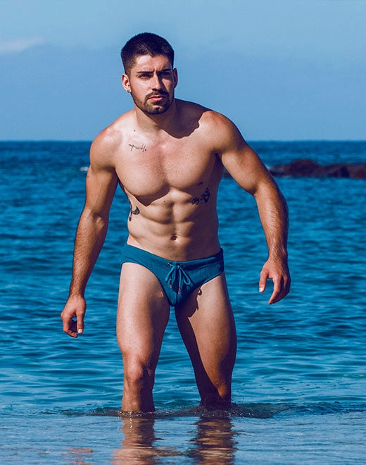 V10 Textured Swim Brief - Railroad Teal