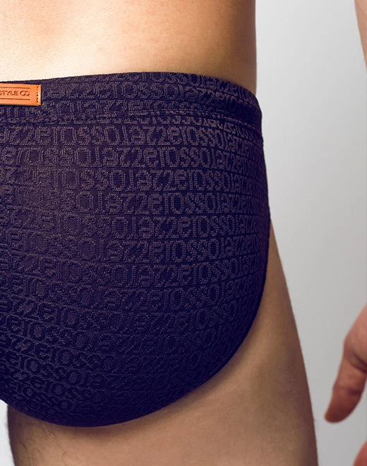 V30 Textured Swim Brief - Signet Cocoa Black
