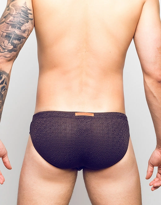 V30 Textured Swim Brief - Signet Cocoa Black