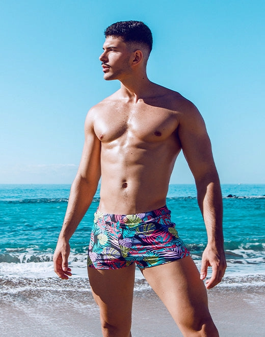 V60 Bondi Print Swim Trunks - Monstera Black