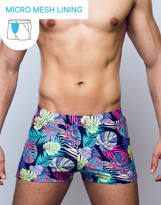 V60 Bondi Print Swim Trunks - Monstera Black
