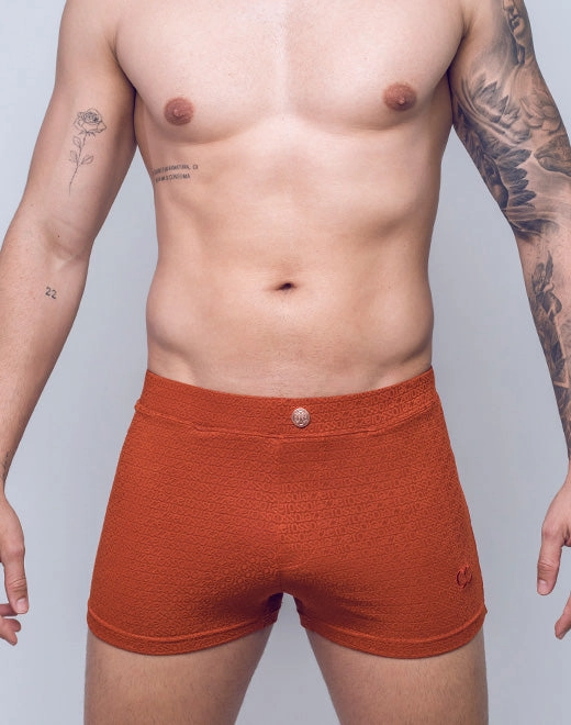 V60 Textured Swim Trunk - Signet Carmine mens swim briefs, simple swimwear for men