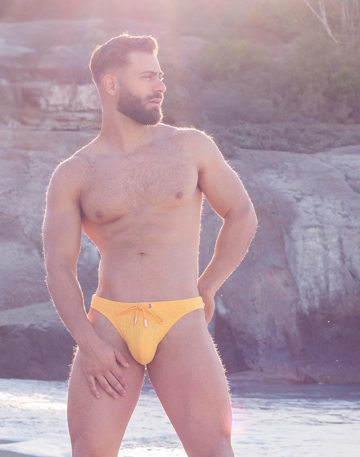 V80 Textured Swim Thong - Ripple Yellow
