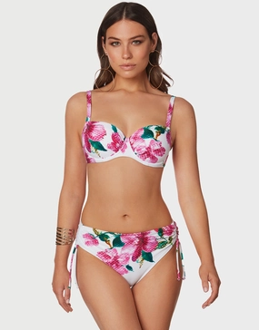 Valeria Moulded Underwired Bikini Set - White and Floral full coverage swim tops, cute bikini tops