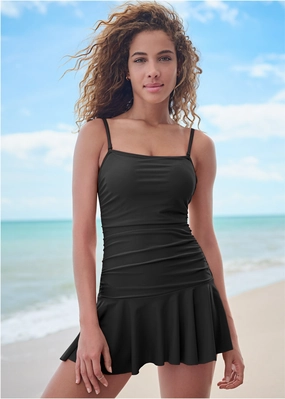 Venice Skirted Swim Dress - Black Beauty swimwear for all body types, comfortable womens beachwear