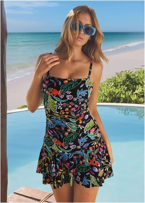 Venice Skirted Swim Dress - Midnight Elegance swimwear for all body types, comfortable womens beachwear