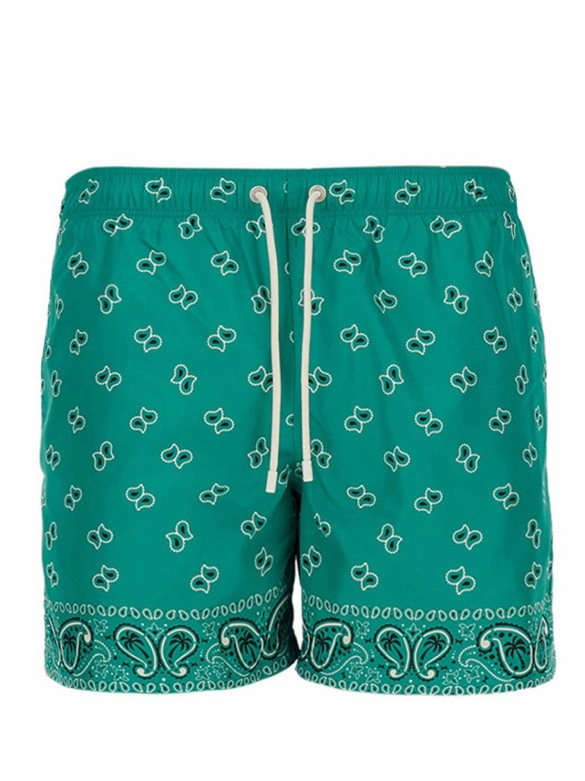Vibrant Patterned Swimsuit With Adjustable Drawstring Waistband summer mens swimwear, mens athletic swimwear