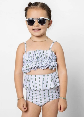 Vintage Blooms | Mini Peplum Bottoms toddler girl swimwear, summer swimwear for girls