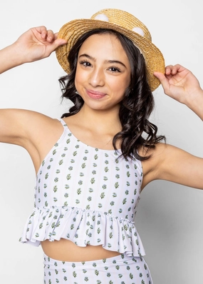 Vintage Blooms | Youth Peplum Top toddler girl swimwear, summer swimwear for girls