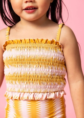 Vintage Triangles | Mini Bandeau Top toddler girl swimwear, summer swimwear for girls