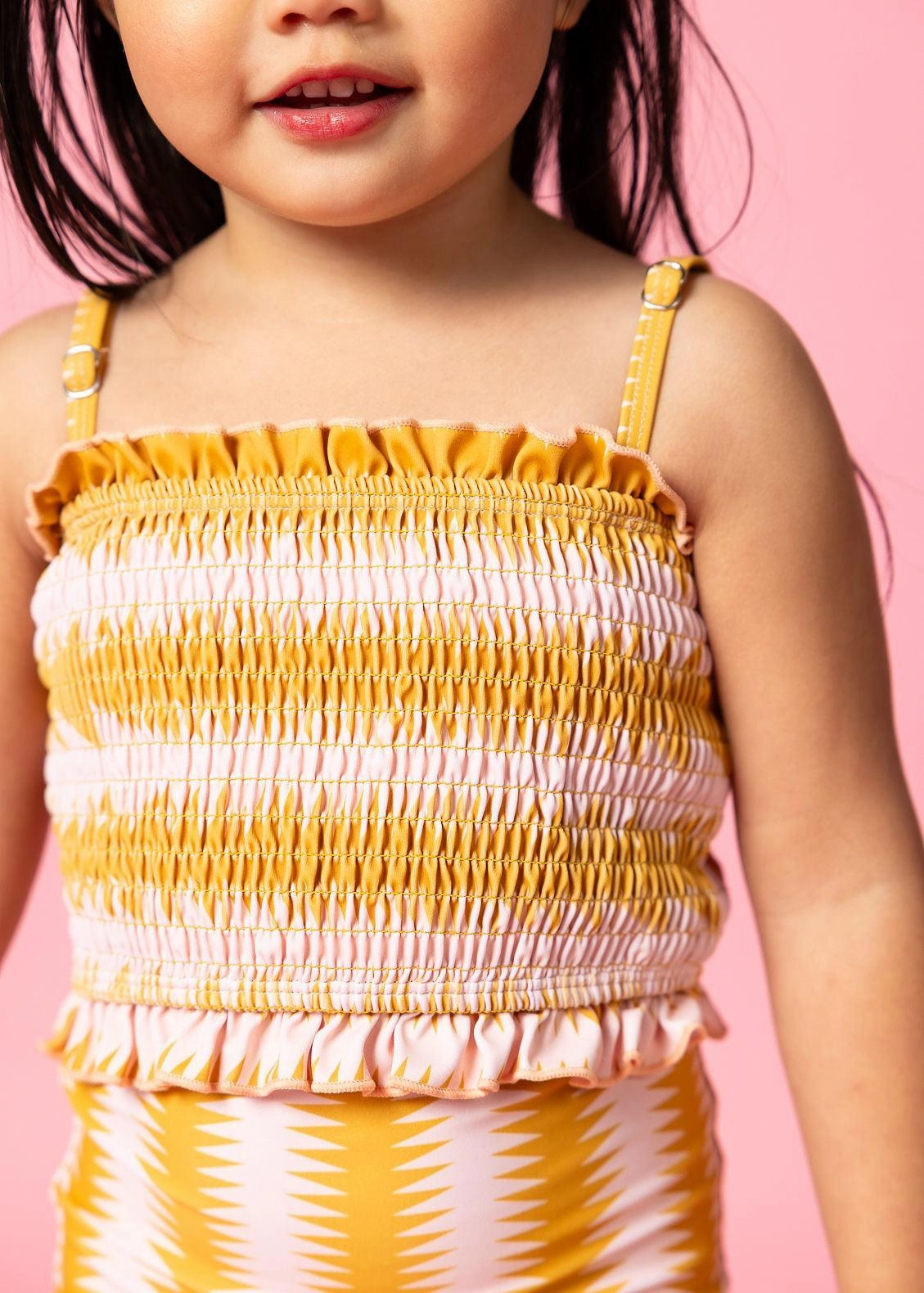 Vintage Triangles | Mini Bandeau Top toddler girl swimwear, summer swimwear for girls
