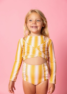 Vintage Triangles | Mini Wrap Top Rashguard toddler girl swimwear, summer swimwear for girls