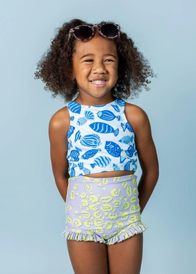 Vivid Cheetah | Mini All Ruffled Up Bottoms toddler girl swimwear, summer swimwear for girls