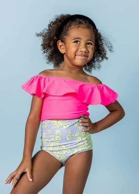 Vivid Cheetah | Mini High-Waisted Bottoms toddler girl swimwear, summer swimwear for girls