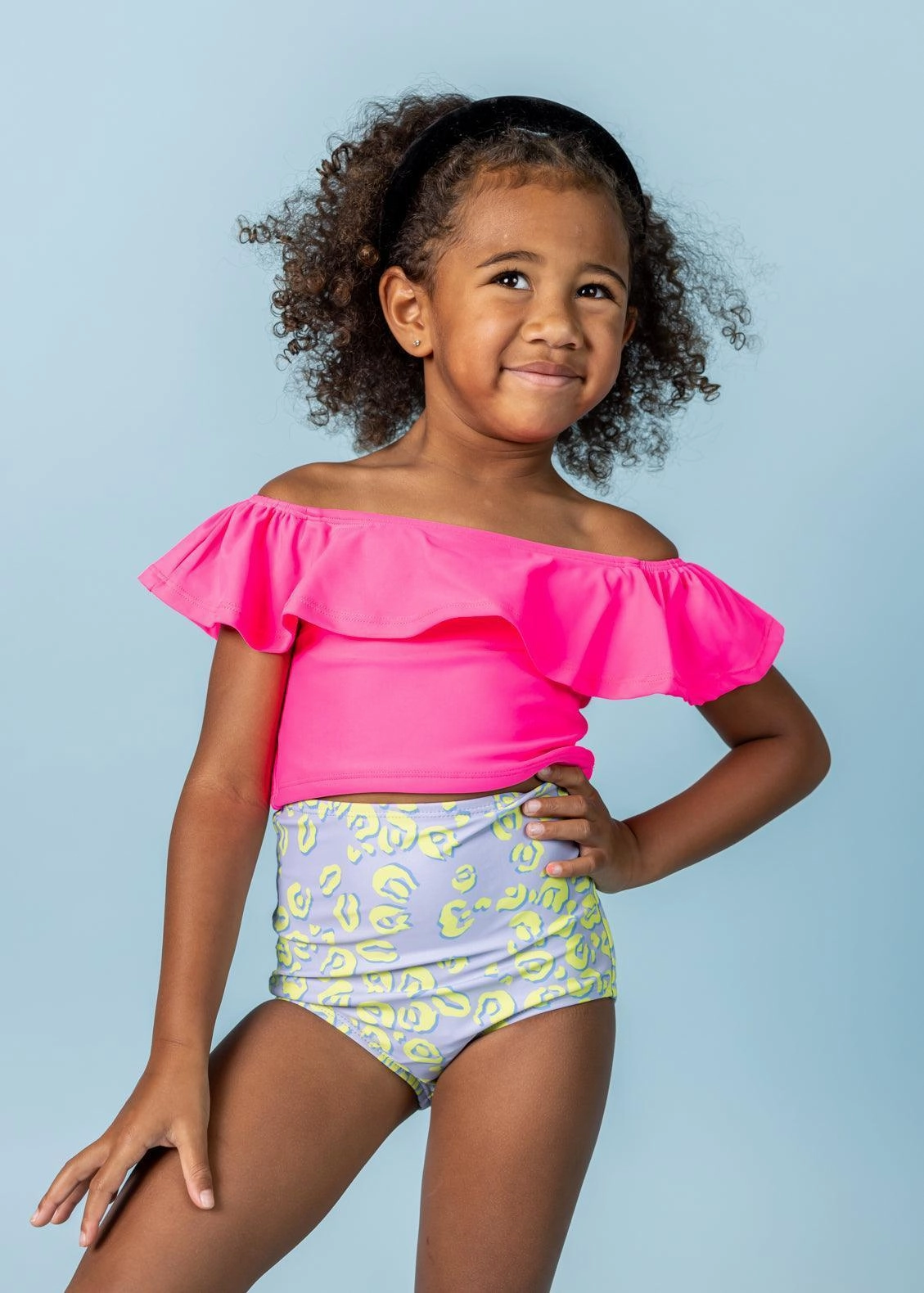 Vivid Cheetah | Mini High-Waisted Bottoms toddler girl swimwear, summer swimwear for girls