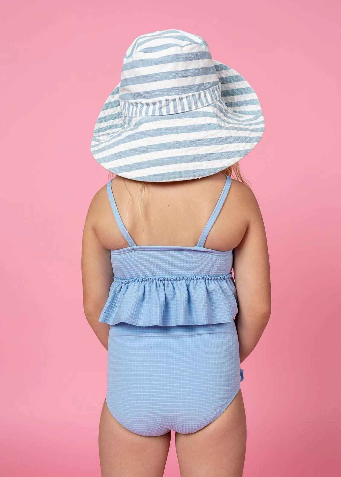 Waffled Barely Blue | Mini Down in Front Ruffle Bottoms