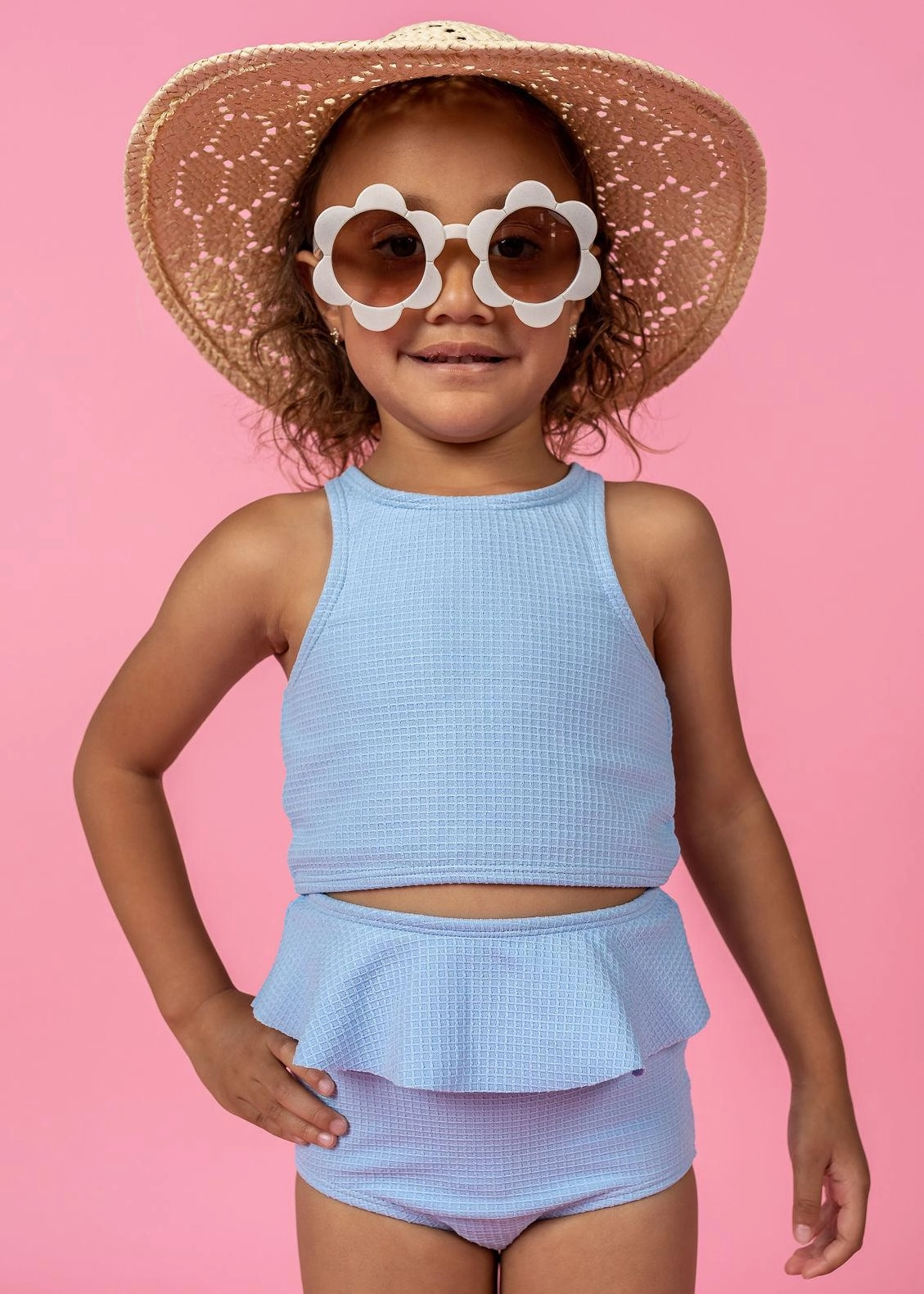Waffled Barely Blue | Mini Peplum Bottoms