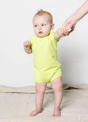 Waffled Glow Green | Baby Shorties Rashguard (Unisex) toddler girl swimwear, summer swimwear for girls