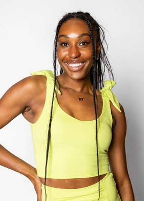Waffled Glow Green | Knot Top tankini swim tops, adjustable bikini tops