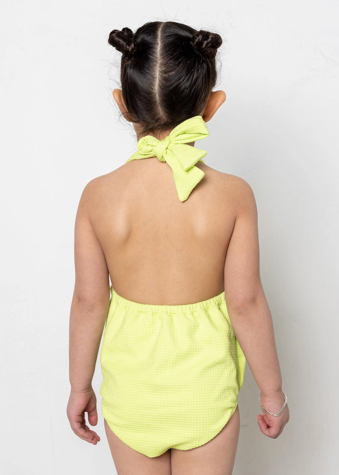 Waffled Glow Green | Mini Romper One-Piece