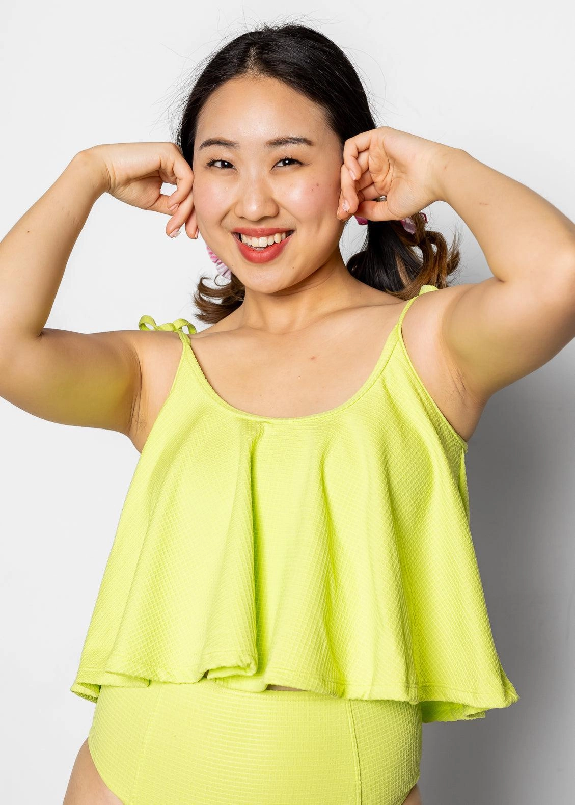 Waffled Glow Green | Swing Top tankini swim tops, adjustable bikini tops
