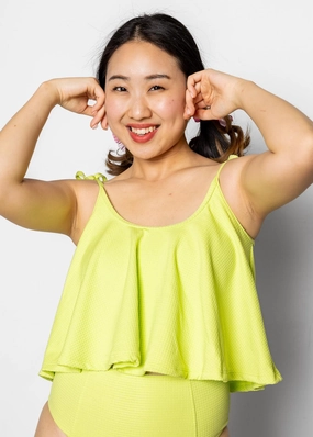 Waffled Glow Green | Swing Top tankini swim tops, adjustable bikini tops