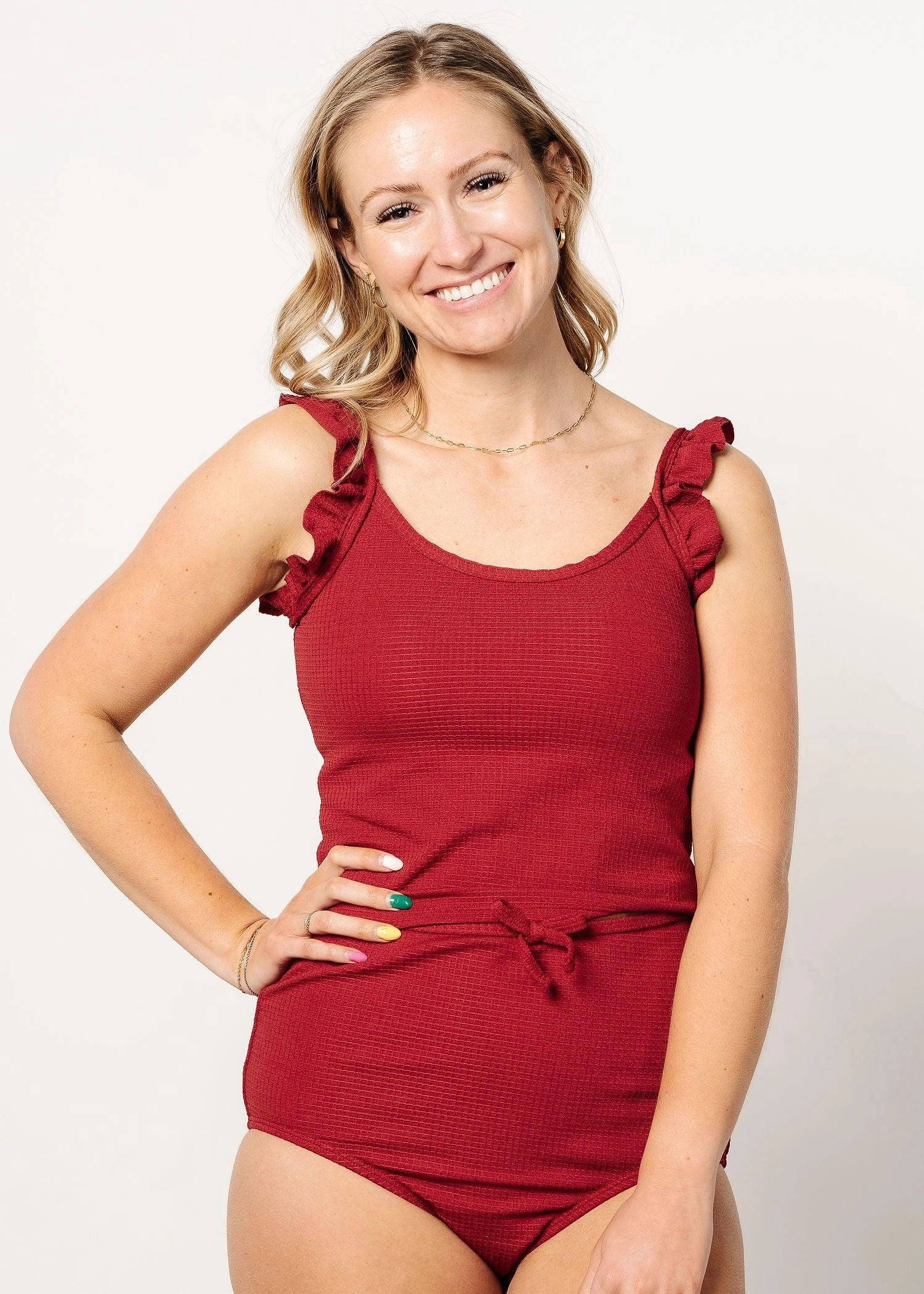 Waffled Maroon | Flutter Top