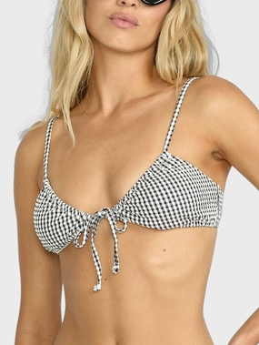 Wave Check Cara Bralette Bikini Top basic swimsuits for women, durable swimwear for ladies