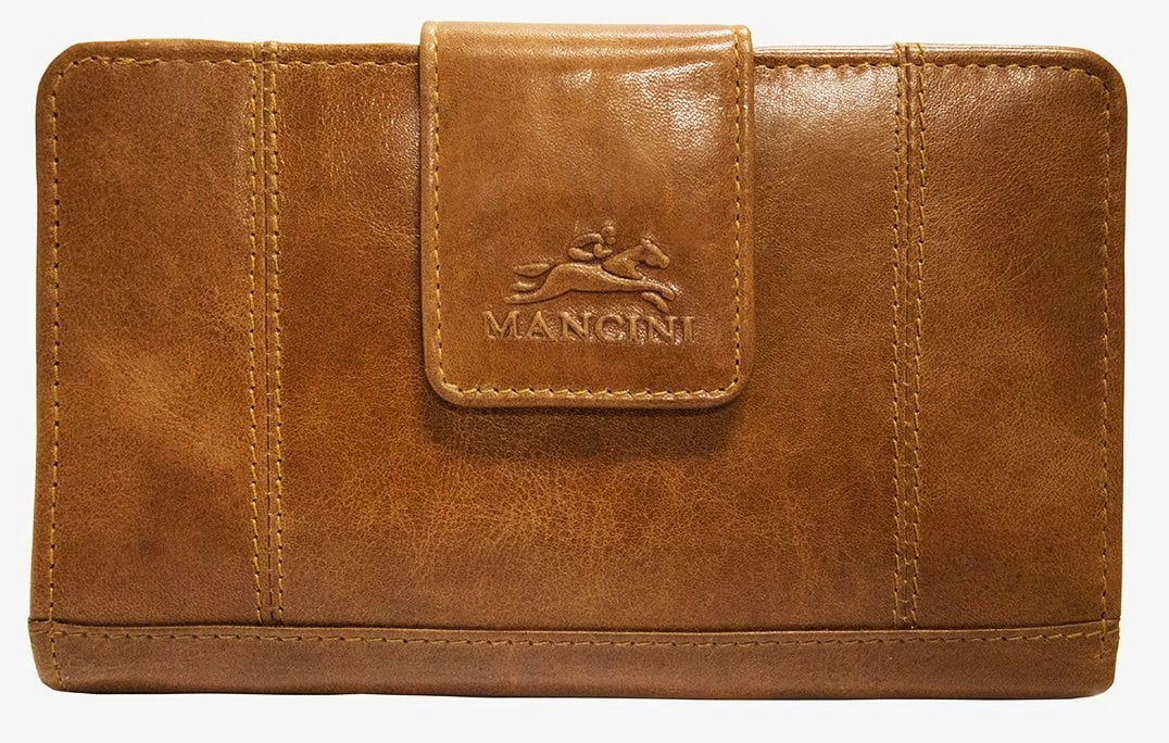 Mancini Casablanca Ladies' Rfid Secure Medium Clutch Wallet RFID Passport Holder Travel Purse Protector