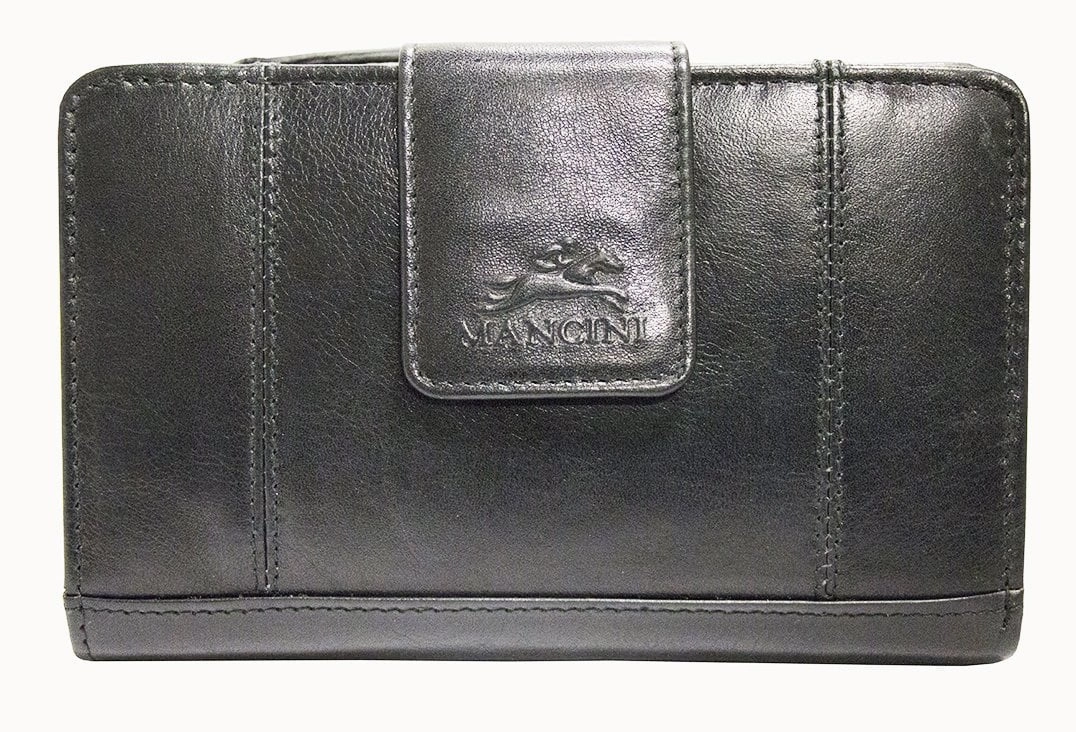 Mancini Casablanca Ladies' Rfid Secure Medium Clutch Wallet Travel Safety Wallet