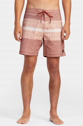 Westport Print Boardshort In Brick mens beach swimwear, quick dry mens swimsuits