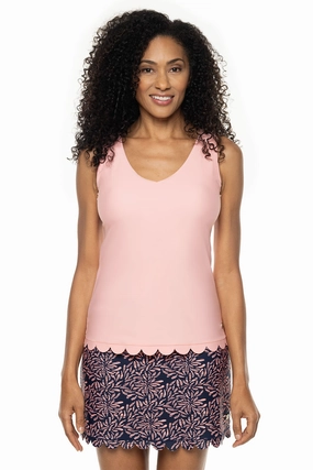 Women's Acropora Scallop Swim Tank | Peachy Pink adjustable swimsuits for women, breathable swimwear for ladies