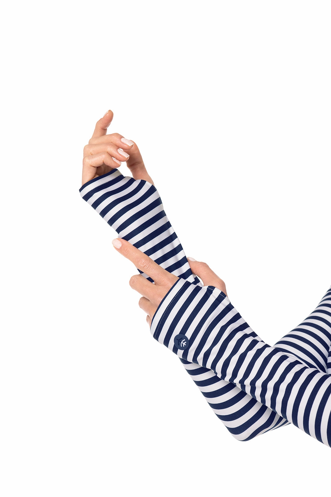 Women's Bayfront Rash Guard Bra Top  | White/Navy Stripe