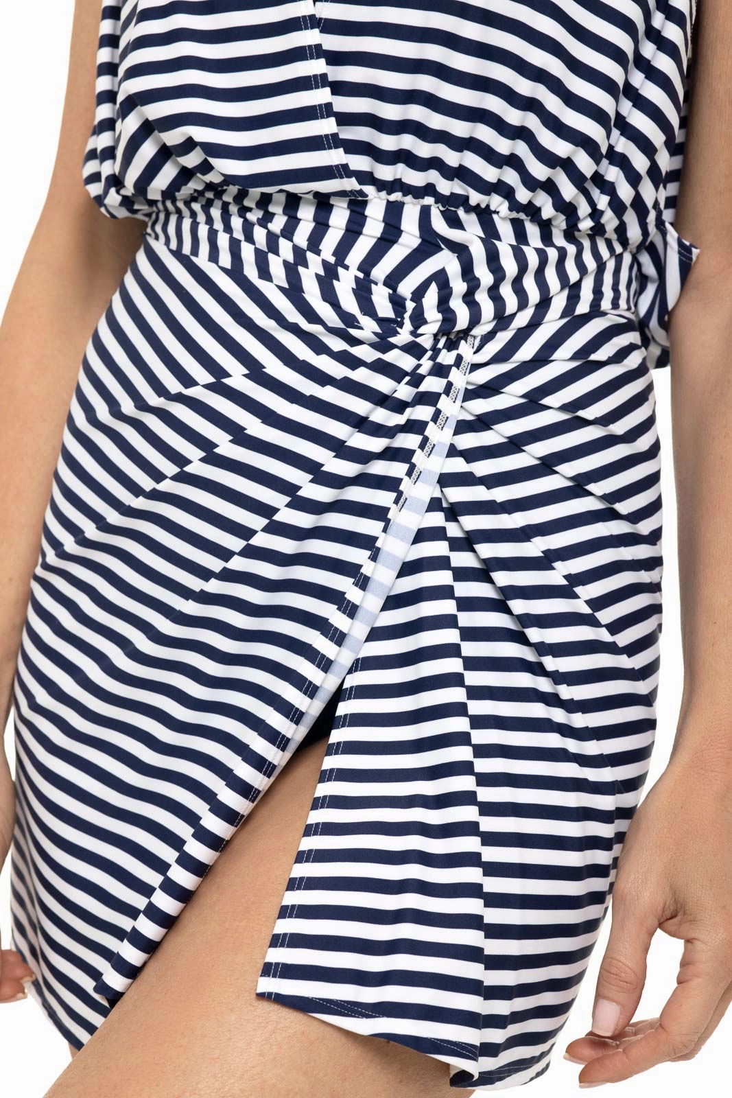 Women's Boca Twist Cover Up Dress | White/Navy Stripe