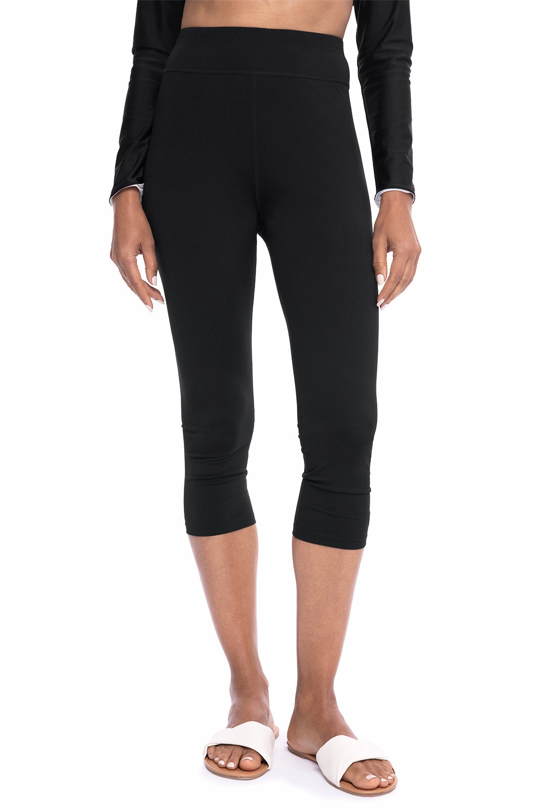 Women's Deep Water Swim Capris | Black womens athletic swimwear, performance swimwear for women