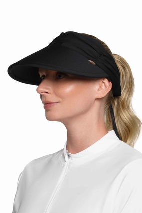 Women's Exuma Swim Visor | Black adjustable swimsuits for women, breathable swimwear for ladies