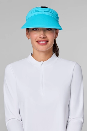 Women's Exuma Swim Visor | Blue Curacao womens athletic swimwear, performance swimwear for women