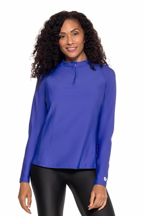 Women's Freestyle Long Sleeve Rash Guard | Baja Blue womens athletic swimwear, performance swimwear for women