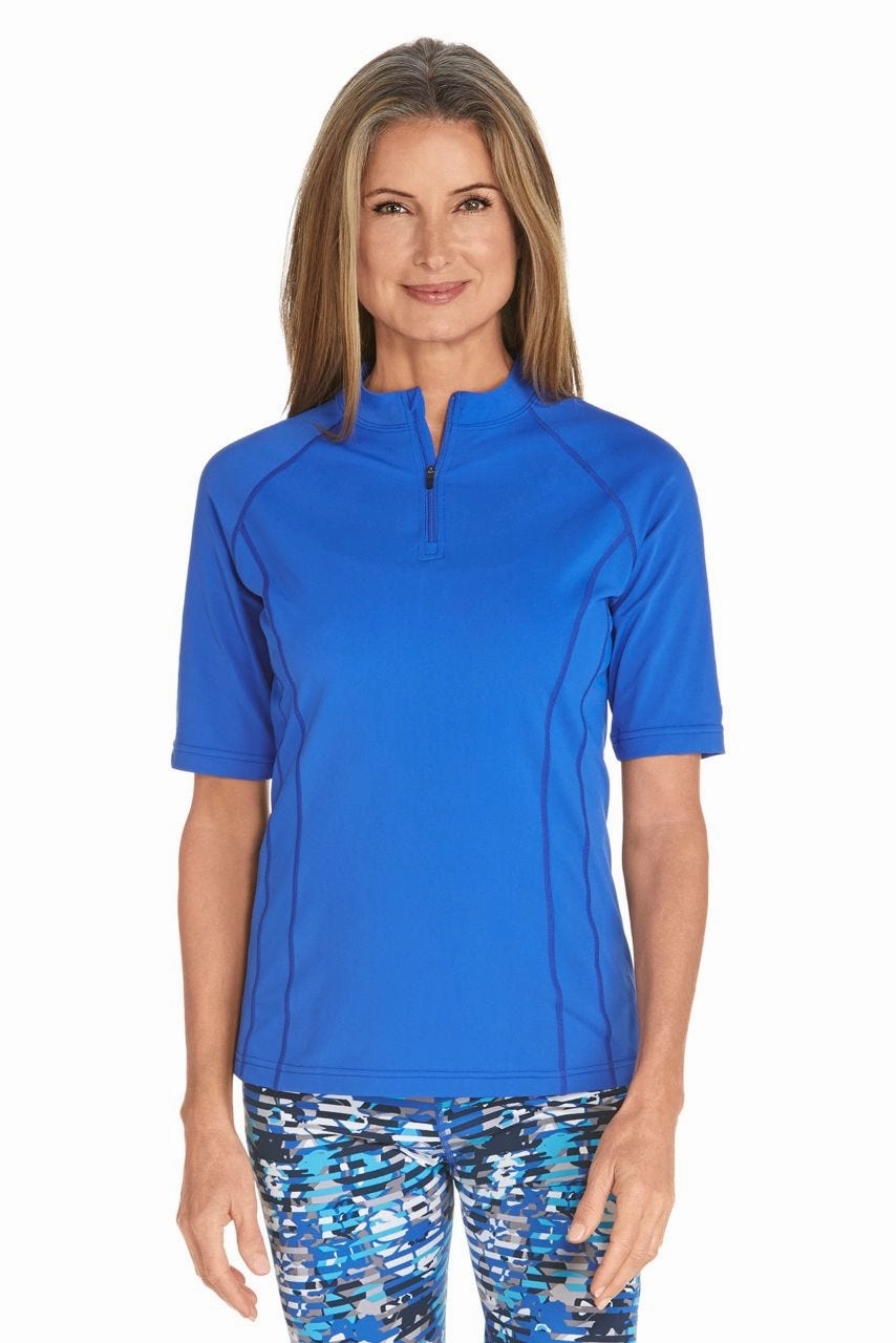 Women's Freestyle Short Sleeve Rash Guard | Baja Blue