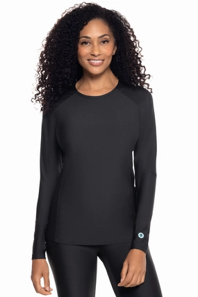 Women's Hightide Long Sleeve Swim Shirt | Black womens athletic swimwear, performance swimwear for women