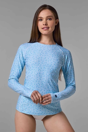 Women's Hightide Long Sleeve Swim Shirt | Malibu Blue Shell We womens athletic swimwear, performance swimwear for women
