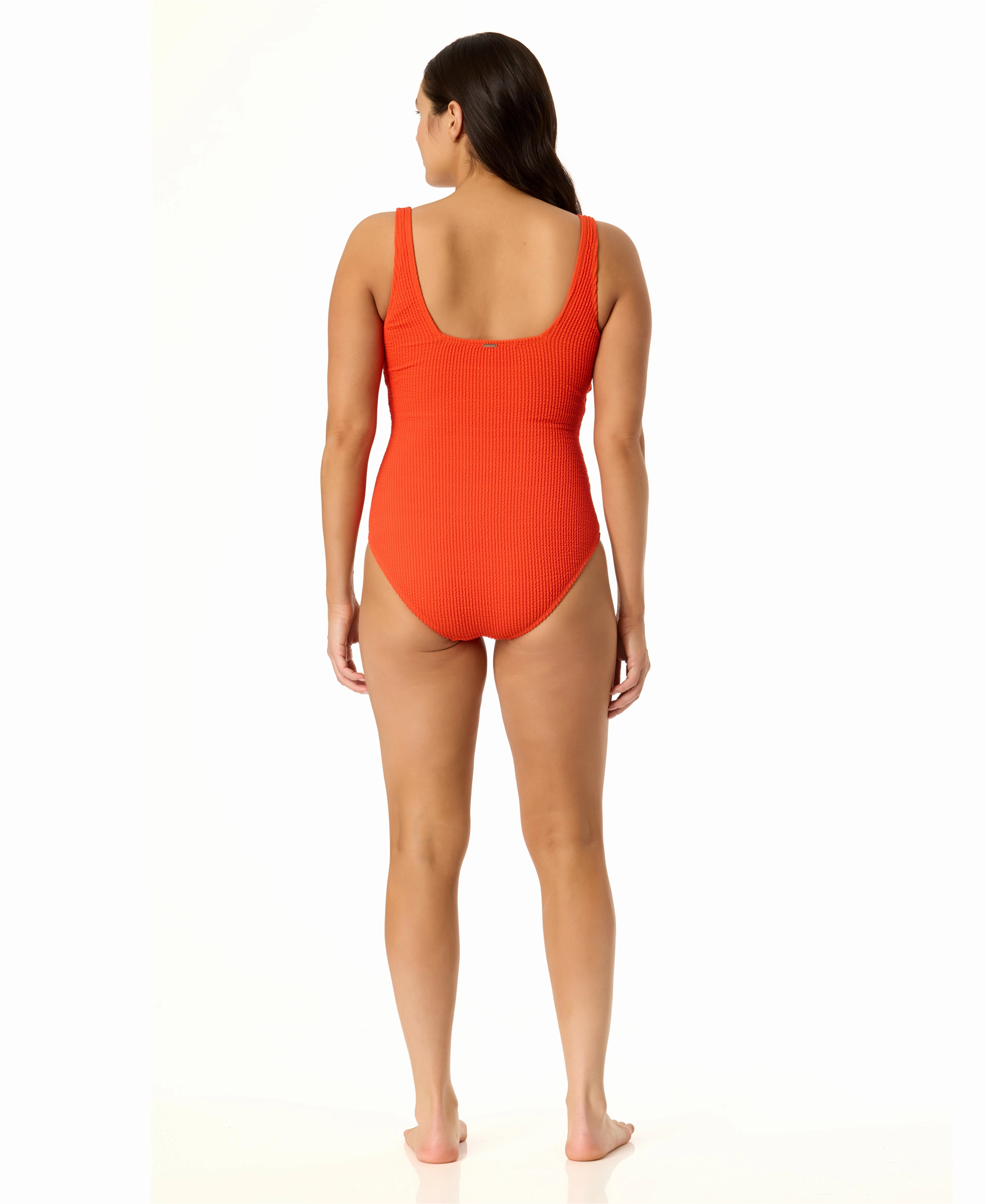 Women's Live In Color Textured Classic Square Neck One Piece Swimsuit