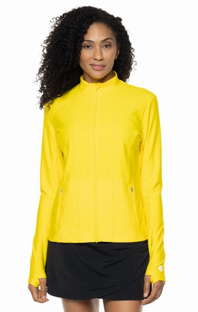 Women's Malawi Swim Jacket | Bold Yellow womens athletic swimwear, performance swimwear for women