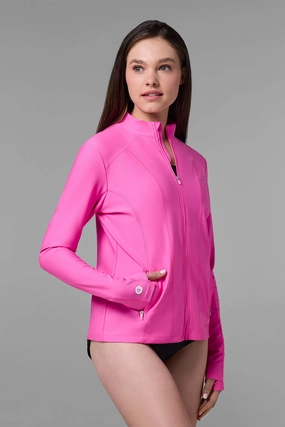 Women's Malawi Swim Jacket | Tulip Pink adjustable swimsuits for women, breathable swimwear for ladies